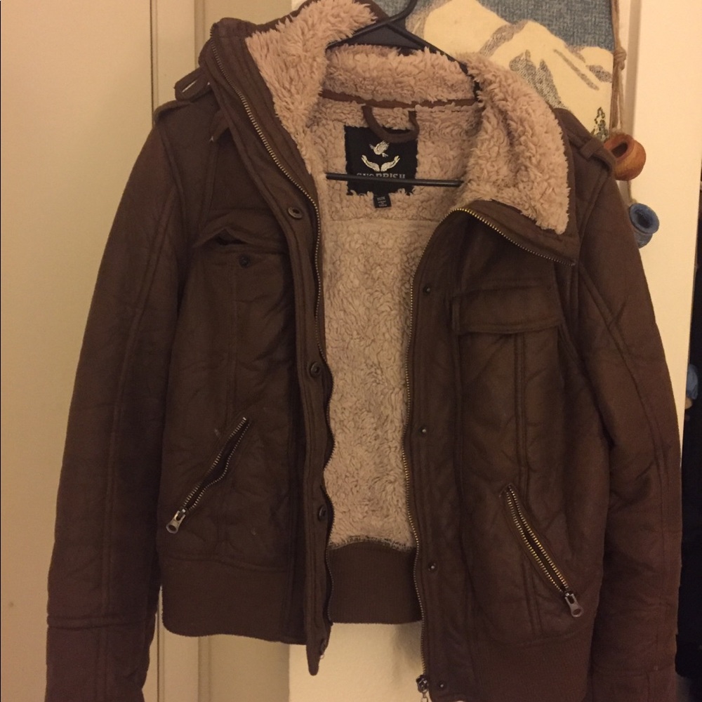 Warm brown leather Bomber jacket